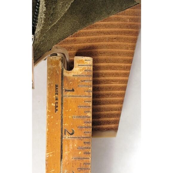 Marc Fisher Suede Fringe Open Toe Booties Women’s 9.5M Army Green Block Heel - Picture 13 of 14